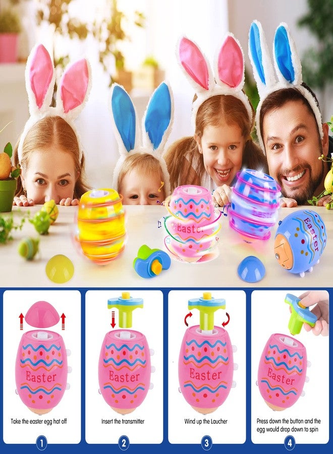 فاتوس بيض عيد الفصح من فاتوس للأطفال - عبوة من 6 بيضات بلاستيكية ملونة مضيئة ودوارة ومغنية، مثالية لحشو سلال عيد الفصح، هدايا رائعة لحفلات الأطفال من عمر 3 سنوات فما فوق (بنين وبنات). - Image 4